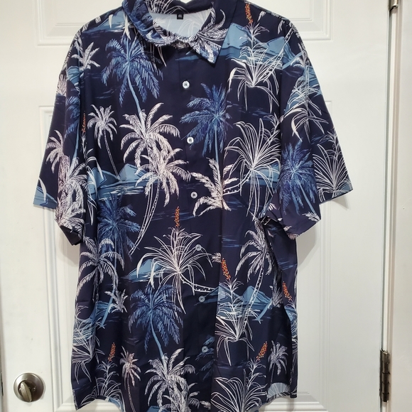 Men's Blue Palm Trees Hawaiian Shirt size XXL - Picture 16 of 16